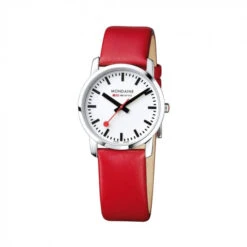 Mondaine SECOND - Women's Simply Elegant - White Dial / Red Strap / 36mm -Swiss Supplies Store 1487242499 56457700 2