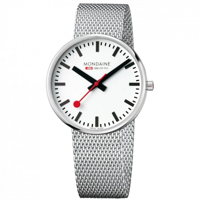 Mondaine Giant Backlight - White Dial / Mesh Strap / 42mm 3 Mondaine Giant Backlight - White Dial / Mesh Strap / 42mm