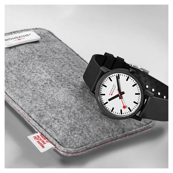 Mondaine Essence - White Dial / Black Vegan Strap / 41mm 5 Mondaine Essence - White Dial / Black Vegan Strap / 41mm - Image 3