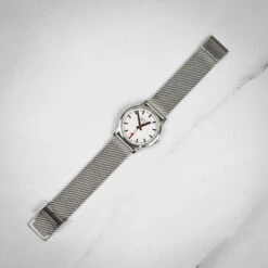 Mondaine Simply Elegant - White Dial / Stainless Steel Strap / 36mm -Swiss Supplies Store a400.30351.16sbz mondaine brushedmesh 2