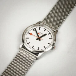 Mondaine Simply Elegant - White Dial / Stainless Steel Strap / 36mm -Swiss Supplies Store a400.30351.16sbz mondaine brushedmesh 3