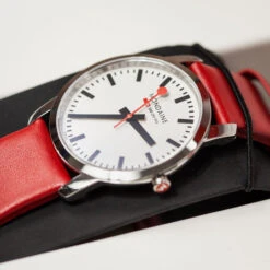Mondaine SECOND - Women's Simply Elegant - White Dial / Red Strap / 36mm -Swiss Supplies Store a4003035111sbc redstrap 5 1