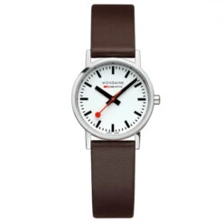 Mondaine Classic - White Dial / Brushed Case / Brown Vegan Grape Leather Strap / 30 Mm 12 Mondaine Classic - White Dial / Brushed Case / Brown Vegan Grape Leather Strap / 30 Mm -Swiss Supplies Store a658.30323.11sbgv s90 2022 1024x1024