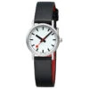 Mondaine Classic - Pure White Dial / Brushed Case / Black Vegan Grape Leather Strap / 30 Mm