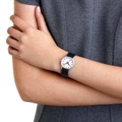 Mondaine Classic - Pure White Dial / Brushed Case / Black Vegan Grape Leather Strap / 30 Mm -Swiss Supplies Store a658.30323.16omv fl 2022 1024x1024