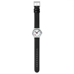 Mondaine Classic - Pure White Dial / Brushed Case / Black Vegan Grape Leather Strap / 30 Mm -Swiss Supplies Store a658.30323.16omv flt 2022 1024x1024