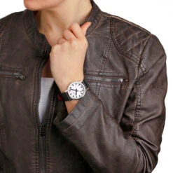 Mondaine Classic - White Dial / Polished Case / Black Vegan Grape Leather Strap / 36 Mm -Swiss Supplies Store a660.30314.11sbbv fl 2022 1024x1024