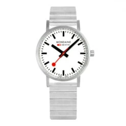 Mondaine Classic - White Dial / Silver Stainless Steel Strap / 36mm -Swiss Supplies Store a660.30314.16sbj s90 1080px 2021