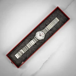 Mondaine Classic - White Dial / Silver Stainless Steel Strap / 36mm -Swiss Supplies Store a660.30314.16sbj mondaine meshwatch 1