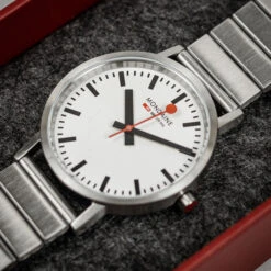 Mondaine Classic - White Dial / Silver Stainless Steel Strap / 36mm -Swiss Supplies Store a660.30314.16sbj mondaine meshwatch 6 1