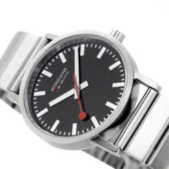 Mondaine Classic - Black Dial / Silver Stainless Steel Strap / 36mm -Swiss Supplies Store a660.30314.16sbw dts 1080px 2021