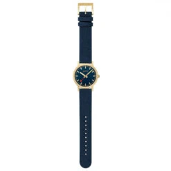 Mondaine Classic - Deep Ocean Blue & Golden Watch / 36 Mm -Swiss Supplies Store a660.30314.40sbq flt 2022 1024x1024