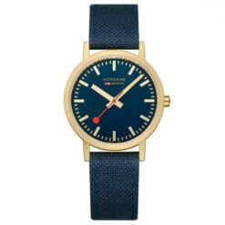 Mondaine Classic - Deep Ocean Blue & Golden Watch / 36 Mm -Swiss Supplies Store a660.30314.40sbq s90 2022 1024x1024