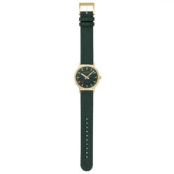 Mondaine Classic - Forest Green & Golden Watch / 36 Mm -Swiss Supplies Store a660.30314.60sbs flt 2022 1024x1024