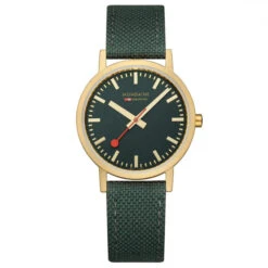 Mondaine Classic - Forest Green & Golden Watch / 36 Mm -Swiss Supplies Store a660.30314.60sbs s90 2022 1024x1024