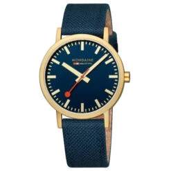 Mondaine Classic - Deep Ocean Blue & Golden Watch / 40 Mm