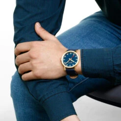 Mondaine Classic - Deep Ocean Blue & Golden Watch / 40 Mm -Swiss Supplies Store a660.30360.40sbq ml1 2022 1024x1024