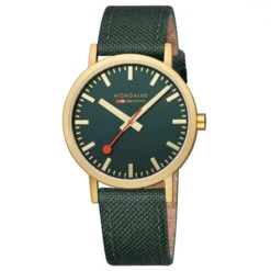 Mondaine Classic - Forest Green & Golden Watch / 40 Mm