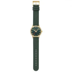 Mondaine Classic - Forest Green & Golden Watch / 40 Mm -Swiss Supplies Store a660.30360.60sbs flt 2022 1024x1024