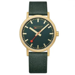 Mondaine Classic - Forest Green & Golden Watch / 40 Mm -Swiss Supplies Store a660.30360.60sbs s90 2022 1024x1024