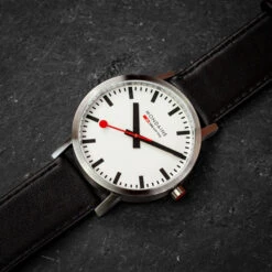 Mondaine Classic - White Dial / Black Strap / 40mm -Swiss Supplies Store a6603036016sbb classicwhitered 3