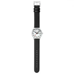 Mondaine Classic Day & Date - White Dial / Polished Case / Black Vegan Grape Leather Strap / 36 Mm -Swiss Supplies Store a667.30314.11sbbv flt 2022 1024x1024