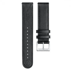 Mondaine Black Grape Leather Strap With Brushed Buckle, Black Lining And Quick Release - 20mm