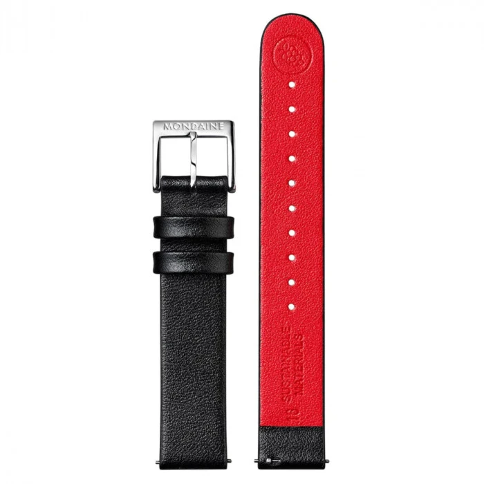 Mondaine Classic - White Dial / Polished Case / Black Vegan Grape Leather Strap / 30 Mm 7 Mondaine Classic - White Dial / Polished Case / Black Vegan Grape Leather Strap / 30 Mm - Image 5