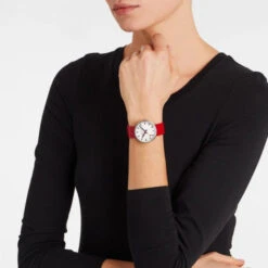 Mondaine Mini Giant Backlight - White Dial / Red Leather Strap / 35mm -Swiss Supplies Store mondaine giant 35 mm red leather watch msx 3511b lc 1