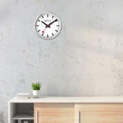 Mondaine Wall Clock - 40cm Aluminium Case & White Dial -Swiss Supplies Store mondaine wall clock 40 cm silver kitchen clock a995 clock 16sbb 1
