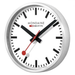 Mondaine Wall Clock - 40cm Aluminium Case & White Dial