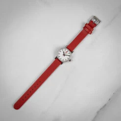 Mondaine Evo2 - White Dial / Red Vegan Grape Leather Strap / 26mm -Swiss Supplies Store mse.26110.lcv mondaine redstrap 2