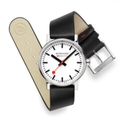 Mondaine Evo2 - White Dial / Black Vegan Strap / 35mm -Swiss Supplies Store mse.35110.lbv md1 1080px 2022