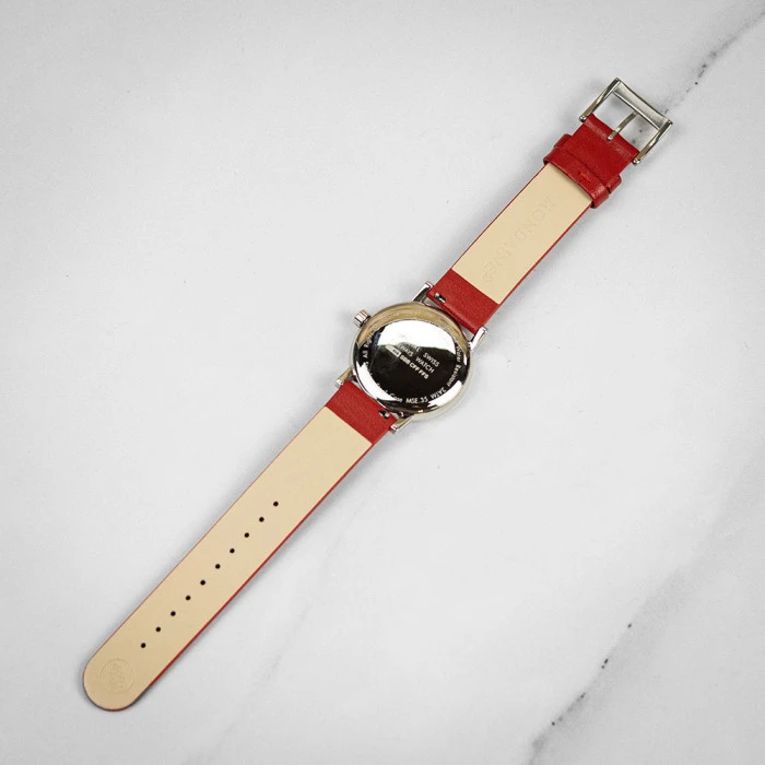 Mondaine Evo2 - White Dial / Red Vegan Grape Leather Strap / 35mm 14 Mondaine Evo2 - White Dial / Red Vegan Grape Leather Strap / 35mm - Image 12