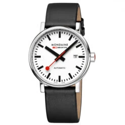 Mondaine Evo2 Automatic - White Dial / Black Leather Strap / 40mm