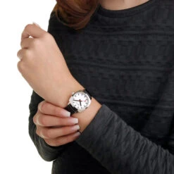 Mondaine Petit Cushion - White Dial / Black Vegan Grape Leather Strap / 31mm -Swiss Supplies Store msl.31110.lbv fl1 2022