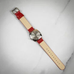 Mondaine Petit Cushion - White Dial / Red Vegan Grape Leather Strap / 31mm -Swiss Supplies Store msl.31110.lbv redstrap 4