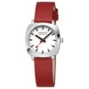 Mondaine Petit Cushion - White Dial / Red Vegan Grape Leather Strap / 31mm -Swiss Supplies Store msl.31110.lcv c80 2022