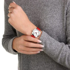 Mondaine Petit Cushion - White Dial / Red Vegan Grape Leather Strap / 31mm -Swiss Supplies Store msl.31110.lcv fl2 2022