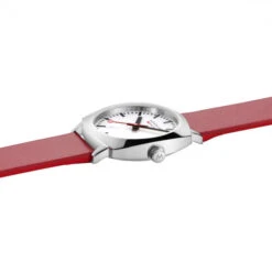 Mondaine Petit Cushion - White Dial / Red Vegan Grape Leather Strap / 31mm -Swiss Supplies Store msl.31110.lcv sis 2022