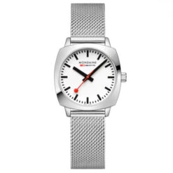 Mondaine Petit Cushion - White Dial / Stainless Steel Strap / 31mm -Swiss Supplies Store msl.31110.sm s90 2022