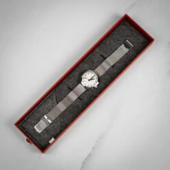 Mondaine Petit Cushion - White Dial / Stainless Steel Strap / 31mm -Swiss Supplies Store msl.31110.sm mondaine meshstrap 1