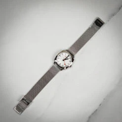 Mondaine Petit Cushion - White Dial / Stainless Steel Strap / 31mm -Swiss Supplies Store msl.31110.sm mondaine meshstrap 2