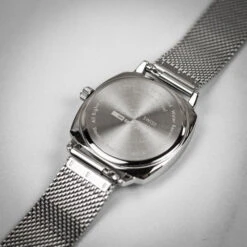 Mondaine Petit Cushion - White Dial / Stainless Steel Strap / 31mm -Swiss Supplies Store msl.31110.sm mondaine meshstrap 3