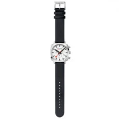 Mondaine Grand Cushion - White Dial / Black Vg Leather Strap + Stainless Steel Strap / 41mm -Swiss Supplies Store msl.41410.lbv .set flt 2022