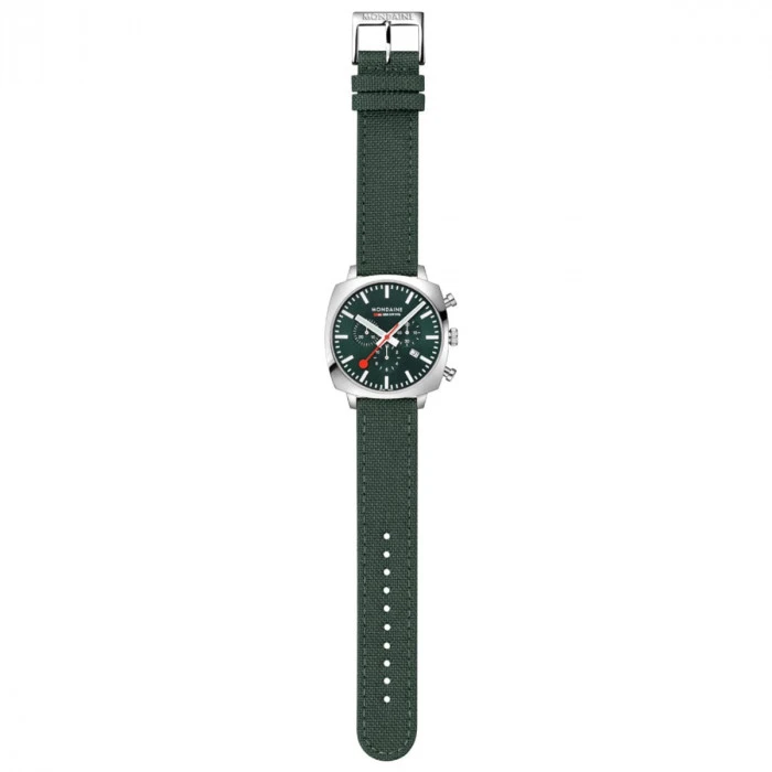 Mondaine Grand Cushion - Green Dial / Green Vg Leather Strap + Stainless Steel Strap / 41mm 14 Mondaine Grand Cushion - Green Dial / Green Vg Leather Strap + Stainless Steel Strap / 41mm - Image 12