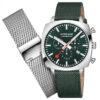 Mondaine Grand Cushion - Green Dial / Green Vg Leather Strap + Stainless Steel Strap / 41mm 1 Mondaine Grand Cushion - Green Dial / Green Vg Leather Strap + Stainless Steel Strap / 41mm -Swiss Supplies Store msl.41460.lf .set lay 2022 00c72467 5cb4 4071 8114 b2caf15029f5