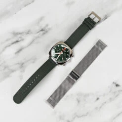 Mondaine Grand Cushion - Green Dial / Green Vg Leather Strap + Stainless Steel Strap / 41mm 41 Mondaine Grand Cushion - Green Dial / Green Vg Leather Strap + Stainless Steel Strap / 41mm -Swiss Supplies Store msl.41460.lf .set mondaine greendial 5