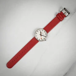 Mondaine Mini Giant Backlight - White Dial / Red Leather Strap / 35mm -Swiss Supplies Store msx.3511b.lc mondaine whitered 2 2