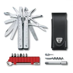 Victorinox Swiss Tool Plus Ratchet With Leather Pouch - Silver
